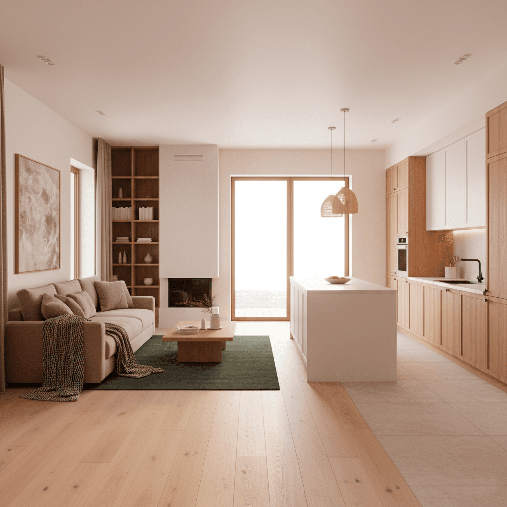 Интерьер дома под ключ — кухня-гостиная