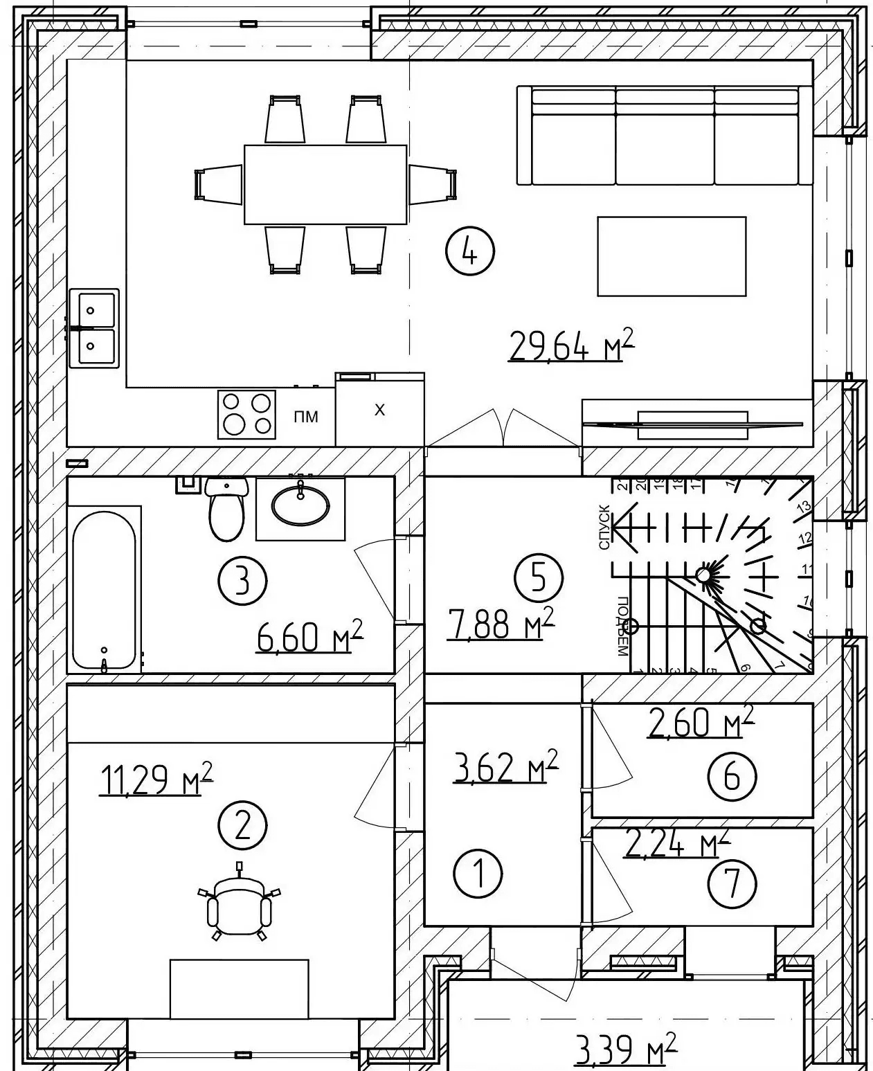 Газобетон+кирпич, 133,48 м² в Благовещенске — фото 6
